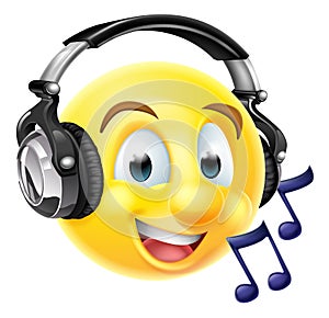 Music Emoji Emoticon Wearing Headphones