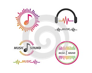 music,equaizer and sound effect ilustration logo vector icon