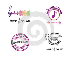 music,equaizer and sound effect ilustration logo vector icon