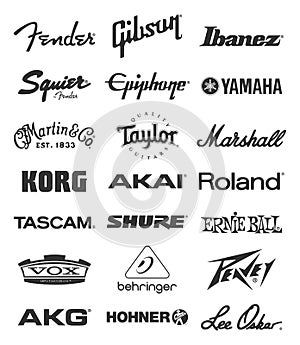 Music equipment manufacturers logos