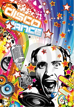 Music Event Background with Disk Jockey