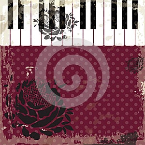 Music event piano template. Background with piano keys. Piano keyboard. Abstract background. Old rustical style.