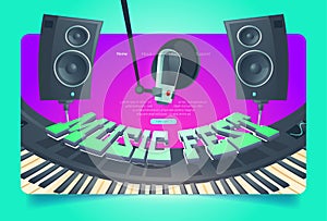 Music fest, live musical concert banner