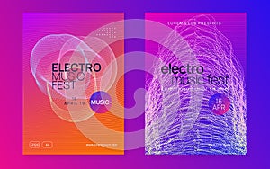 Music fest neon flyer. Electro dance. Electronic trance sound. T
