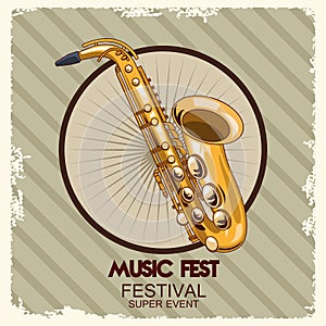 Music fest poster with saxophone