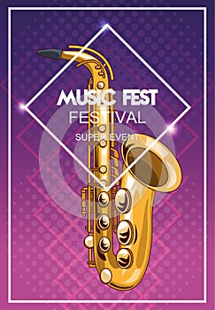 Music fest poster with saxophone