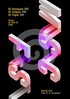 Music Fest Vector Dark Poster. Electronic DJ Music Cover.