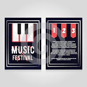 Music festival brochure flier design template. Vector concert poster illustration. Leaflet cover layout in A4 size