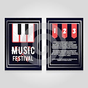 Music festival brochure flier design template. Vector concert poster illustration. Leaflet cover layout in A4 size photo