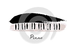 Music festival design template. Vector piano, painted with brush strokes and Jazz Night text on white background.