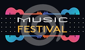 Music Festival hand drawn letters flat vector signboard