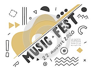 Music Festival. Hand lettering black and white composition for an advertising poster on a white background