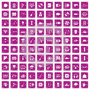 100 music festival icons set grunge pink