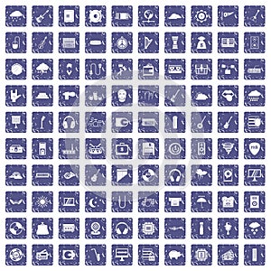 100 music festival icons set grunge sapphire