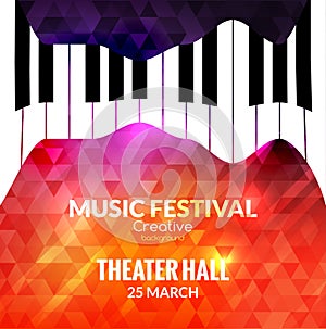 Music festival poster background. Jazz piano music cafe promotional