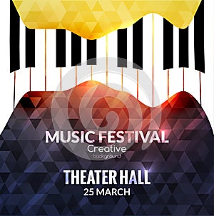 Music festival poster background. Jazz piano music cafe promotional poster