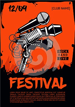 Music festival. Poster template. Rock party.