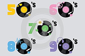 Music of fifties, sixties, seventies, eighties and nineties