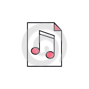 music file icon. Element of web icon with one color for mobile concept and web apps. Thin line music file icon can be used for web