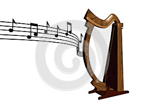 Music floating wooden harp