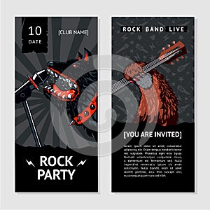 Music flyer template with dog. Party invitation