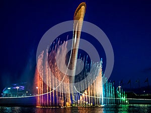 Music fountain in the Olympic Park in Sochi, Russia