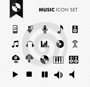 Music fresh icon set.