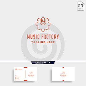 music gear logo design studio headphone microphone cassete vector monoline icon