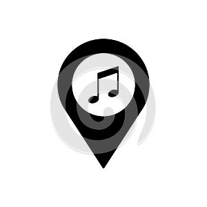 Music geo tag outline icon. Symbol, logo illustration for mobile concept and web design.