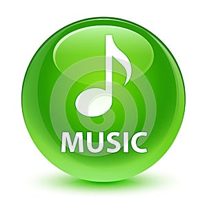 Music glassy green round button