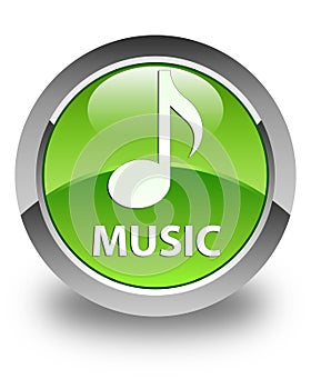 Music glossy green round button