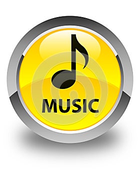 Music glossy yellow round button