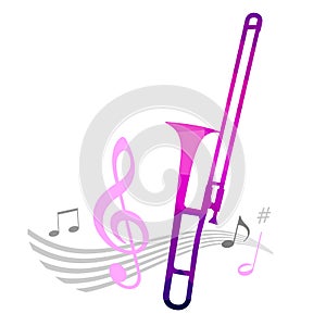 Music graphic with wind instrument in vector quality.