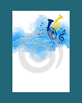 Music graphic with wind instrument in vector quality.