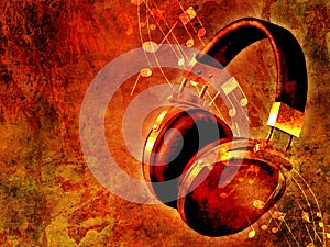 Music on grunge background