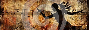 music grunge Grunge background with music sheets