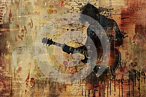 music grunge Grunge background with music sheets