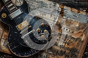 music grunge Grunge background with music sheets