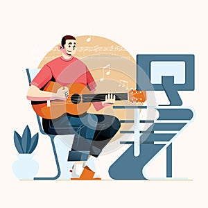Music Guitarist Productive Form Home