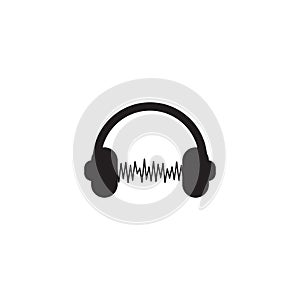Music headphone icon logo design vector template