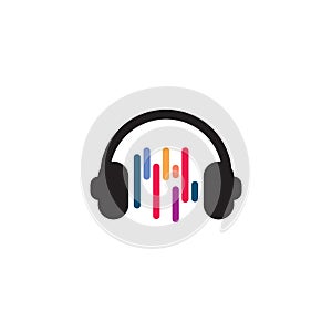 Music headphone icon logo design vector template