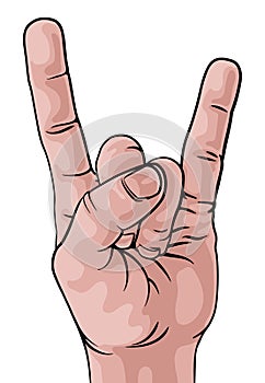 Music Heavy Metal Rock Hand Sign Pop Art Cartoon