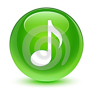 Music icon glassy green round button
