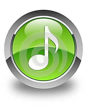 Music icon glossy green round button