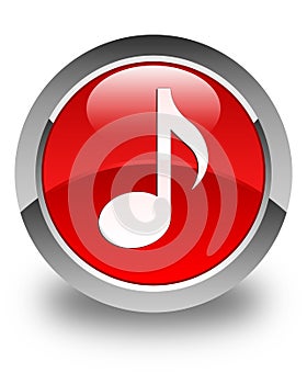 Music icon glossy red round button