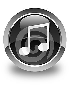 Music icon glossy black round button
