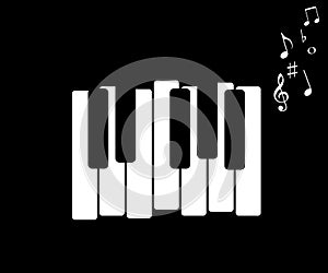 Music icon, with piano and musical notes