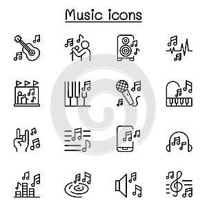 Music icon set in thin line style