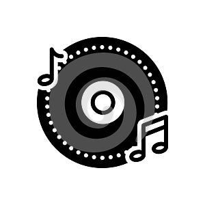 Black solid icon for Music, tone and note