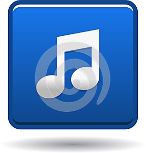 Music icon web button blue